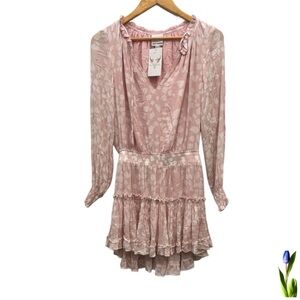 Skylar + Madison Pink Ruffled Long Sleeve Dress Size M